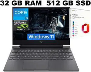 HP Victus 15 Gaming Laptop, 15.6" FHD 144Hz, Intel Core i5-13420H 8 Cores Processor, NVIDIA GeForce RTX 4050 6GB GDDR6, 32GB DDR4 512GB PCIe SSD, Backlit KB, Windows 11, Office 2021 License HP Victus 15 Gaming Laptop, 15.6" FHD 144Hz, Intel Core i5-13420H 8 Cores Processor, NVIDIA GeForce RTX 4050 6GB GDDR6, 32GB DDR4 512GB PCIe SSD, Backlit KB, Windows 11, Office 2021 License