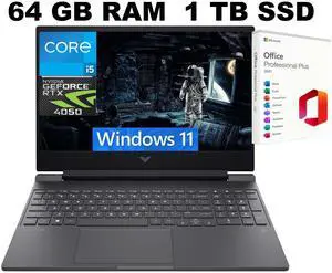 HP Victus 15 Gaming Laptop, 15.6" FHD 144Hz, Intel Core i5-13420H 8 Cores Processor, NVIDIA GeForce RTX 4050 6GB GDDR6, 64GB DDR4 1TB PCIe SSD, Backlit KB, Windows 11, Office 2021 License HP Victus 15 Gaming Laptop, 15.6" FHD 144Hz, Intel Core i5-13420H 8 Cores Processor, NVIDIA GeForce RTX 4050 6GB GDDR6, 64GB DDR4 1TB PCIe SSD, Backlit KB, Windows 11, Office 2021 License