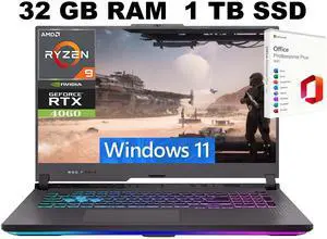 ASUS ROG Strix G17 Gaming Laptop, 17.3" WQHD 240Hz, AMD 12-Core Ryzen 9 7845HX Processor, NVIDIA GeForce RTX 4060 8GB Graphic, 32GB DDR5 1TB PCIe SSD, Windows 11, Office 2021 License ASUS ROG Strix G17 Gaming Laptop, 17.3" WQHD 240Hz, AMD 12-Core Ryzen 9 7845HX Processor, NVIDIA GeForce RTX 4060 8GB Graphic, 32GB DDR5 1TB PCIe SSD, Windows 11, Office 2021 License
