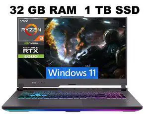 ASUS ROG Strix G17 Gaming Laptop, 17.3" WQHD (2560x1440) 240Hz, AMD 12-Core Ryzen 9 7845HX Processor, NVIDIA GeForce RTX 4060 8GB Graphic, 32GB DDR5 1TB PCIe SSD, Windows 11 ASUS ROG Strix G17 Gaming Laptop, 17.3" WQHD (2560x1440) 240Hz, AMD 12-Core Ryzen 9 7845HX Processor, NVIDIA GeForce RTX 4060 8GB Graphic, 32GB DDR5 1TB PCIe SSD, Windows 11