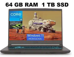 MSI Thin 15 Gaming Laptop, 15.6" Full HD (1920x1080) 144Hz, Intel Core i5-13420H 8 cores Processor, NVIDIA GeForce RTX 4050 6GB Graphic, 64GB DDR5 1TB PCIe SSD, Backlit Keyboard, Windows 11 Pro MSI Thin 15 Gaming Laptop, 15.6" Full HD (1920x1080) 144Hz, Intel Core i5-13420H 8 cores Processor, NVIDIA GeForce RTX 4050 6GB Graphic, 64GB DDR5 1TB PCIe SSD, Backlit Keyboard, Windows 11 Pro