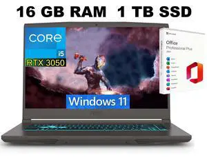 MSI Thin 15 Gaming Laptop, 15.6" FHD 144Hz, Intel Core i5-13420H 8 cores Processor, NVIDIA GeForce RTX 3050 4 GB, 16GB DDR5 1TB PCIe SSD, Backlit Keyboard, Windows 11 ,Office 2021 License MSI Thin 15 Gaming Laptop, 15.6" FHD 144Hz, Intel Core i5-13420H 8 cores Processor, NVIDIA GeForce RTX 3050 4 GB, 16GB DDR5 1TB PCIe SSD, Backlit Keyboard, Windows 11 ,Office 2021 License