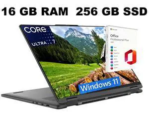 Lenovo Yoga 7i 2-in-1 Laptop, 16" FHD+ Touchscreen, Intel Core Ultra 7 155U 12 Cores Processor, Intel Graphics, 16GB DDR4 256GB PCIe SSD, FP Reader, Windows 11 Home ,Office 2021 License Lenovo Yoga 7i 2-in-1 Laptop, 16" FHD+ Touchscreen, Intel Core Ultra 7 155U 12 Cores Processor, Intel Graphics, 16GB DDR4 256GB PCIe SSD, FP Reader, Windows 11 Home ,Office 2021 License