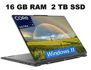 Lenovo Yoga 7i 2-in-1 Laptop, 16" FHD+ Touchscreen, Intel Core Ultra 7 155U 12 Cores Processor, Intel Graphics, 16GB DDR4 2TB PCIe SSD, FP Reader, Backlit KB, Windows 11 Home Lenovo Yoga 7i 2-in-1 Laptop, 16" FHD+ Touchscreen, Intel Core Ultra 7 155U 12 Cores Processor, Intel Graphics, 16GB DDR4 2TB PCIe SSD, FP Reader, Backlit KB, Windows 11 Home
