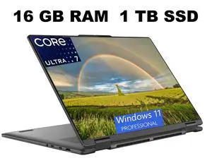 Lenovo Yoga 7i 2-in-1 Laptop, 16" FHD+ Touchscreen, Intel Core Ultra 7 155U 12 Cores Processor, Intel Graphics, 16GB DDR4 1TB PCIe SSD, FP Reader, Backlit KB, Windows 11 Pro Lenovo Yoga 7i 2-in-1 Laptop, 16" FHD+ Touchscreen, Intel Core Ultra 7 155U 12 Cores Processor, Intel Graphics, 16GB DDR4 1TB PCIe SSD, FP Reader, Backlit KB, Windows 11 Pro