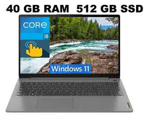 Lenovo IdeaPad 3 15 Laptop, 15.6" FHD (1920 x 1080) Touchscreen, Intel Core i5-1135G7 4 Cores Processor, Intel Iris Xe Graphics, 40GB DDR4 512GB PCIe SSD, Wi-Fi 6, HDMI, Webcam, Windows 11 Lenovo IdeaPad 3 15 Laptop, 15.6" FHD (1920 x 1080) Touchscreen, Intel Core i5-1135G7 4 Cores Processor, Intel Iris Xe Graphics, 40GB DDR4 512GB PCIe SSD, Wi-Fi 6, HDMI, Webcam, Windows 11