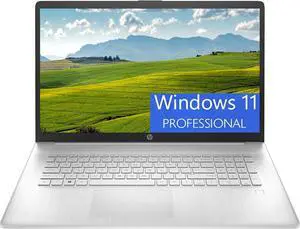 HP 17 Laptop, 17.3" FHD (1920 x 1080) display, AMD Ryzen 5 5500U 6-Core up to 4.0GHz, AMD Radeon Graphics, 16GB DDR4  512GB PCIe SSD, Fingerprint, Webcam, WiFi, Windows 11 Pro