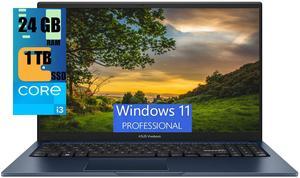 ASUS Vivobook 15 Laptop, 15.6" FHD (1920 x 1080) Display, Intel Core i3-1215U 6 cores Processor, Intel UHD Graphics, 24GB DDR4  1TB PCIe SSD, Wi-Fi 5, Bluetooth, Windows 11 Pro