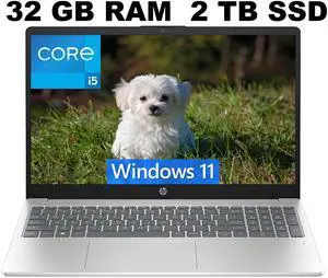 HP 15 Laptop, 15.6" FHD (1920 x 1080) Display, 11th Gen Intel Core i5-1135G7 4 cores Processor, Intel Iris Xe Graphics, 32GB DDR4  2TB PCIe SSD, Bluetooth, HDMI, Windows 11