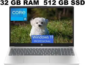 HP 15 Laptop, 15.6" FHD (1920 x 1080) Display, 11th Gen Intel Core i5-1135G7 4 cores Processor, Intel Iris Xe Graphics, 32GB DDR4  512GB PCIe SSD, Bluetooth, HDMI, Windows 11 Pro