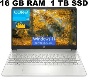 HP 15 Laptop, 15.6" HD (1366 x 768) Touchscreen, Intel Core i3-1115G4 2 Cores Processor, Intel UHD Graphics, 16GB DDR4  1TB PCIe SSD, WiFi, Bluetooth, Numeric Keypad, Windows 11 Pro