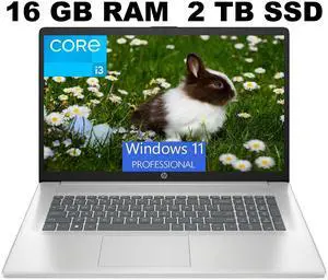 HP 17 Business Laptop, 17.3" HD+ (1600 x 900) Display, Intel Core i3-1125G4 4 Cores Processor, Intel UHD Graphics, 16GB DDR4  2TB PCIe SSD, Wi-Fi, HDMI, Webcam, Windows 11 Pro ,Office 2024 License