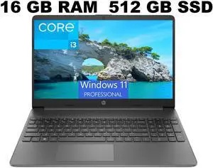 HP 15 Laptop, 15.6" FHD (1920 x 1080) Display, Intel Core i3-1215U 6 cores Processor, Intel UHD Graphics, 16GB DDR4  512GB PCIe SSD, Wi-Fi 6 + Bluetooth. 5.1, Windows 11 Pro ,Office 2024 License