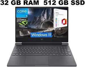 HP Victus 15 Gaming Laptop, 15.6" FHD 144Hz Display, Intel Core i5-13500H 12-Cores Processor, RTX 4050 6GB GDDR6, 32GB DDR4  512GB PCIe SSD, Backlit KYB, WiFi 6, Windows 11 ,Office 2024 License