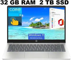 HP 15 Laptop, 15.6" HD Touchscreen, Intel Core i3-1315U 6 Cores Processor, Intel UHD Graphics, 32GB DDR4  2TB PCIe SSD, Bluetooth, Wi-Fi, Windows 11 Pro ,Office 2024 License