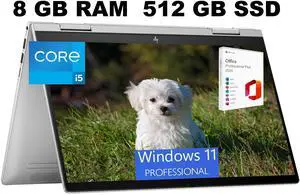 HP Envy x360 2-in-1 14 Laptop, 14" FHD Touchscreen, Intel Core i5-1335U 10-Core Processor, Iris Xe Graphics, 8GB  DDR4  512GB  PCIe SSD, Backlit KB, Fingerprint, Windows 11 Pro ,Office 2024 License