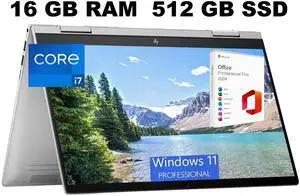HP Envy x360 2-in-1 14 Laptop, 14" FHD Touchscreen, Intel Core i7-1355U Processor, Iris Xe Graphics, 16GB  DDR4  512GB   PCIe SSD, Backlit KB, Fingerprint, Windows 11 Pro ,Office 2024 License