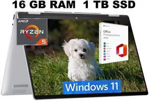 HP Envy X360 14 Laptop, 14" FHD+ Touchscreen, AMD Ryzen 5 8640HS 6 Cores Processor, AMD Radeon Graphics, 16GB  DDR4  1TB PCIe SSD, Backlit Kb, WiFi 6E, Windows 11 Home ,Office 2024 License
