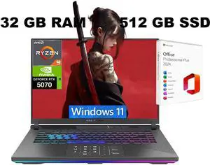 ASUS ROG Strix G16 Gaming Laptop, 16" Full HD+165Hz, AMD Ryzen 9 8940HX 16 cores Processor, NVIDIA GeForce RTX 5070 8GB GDDR7, WiFi 6E, 32GB DDR5 512GB PCIe SSD, Windows 11, Office 2024 License ASUS ROG Strix G16 Gaming Laptop, 16" Full HD+165Hz, AMD Ryzen 9 8940HX 16 cores Processor, NVIDIA GeForce RTX 5070 8GB GDDR7, WiFi 6E, 32GB DDR5 512GB PCIe SSD, Windows 11, Office 2024 License