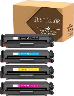 JUSTCOLOR Compatible Toner Cartridge Replacement for HP 125A CB540A for HP Color Laserjet CP1215 CM1312NFI MFP CM1312 MFP CP1515n CP1518NI (1 Black, 1 Cyan, 1 Magenta, 1 Yellow) 4-Pack