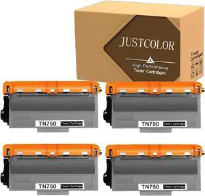 JUSTCOLOR Compatible Toner Cartridge Replacement for Brother TN750 TN-750 Work with Brother HL-5470DW HL-5450DN HL-6180DW MFC-8710DW MFC-8910DW MFC-8950DW Printer (Black, High Yield, 4-Pack)