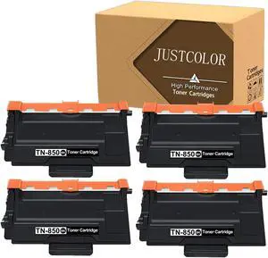 JUSTCOLOR Compatible Toner Cartridge Replacement for Brother TN850 TN 850 TN-850 TN820 TN 820 TN-820 to use with MFCL5900DW (Black, High Yield, 4-Pack)