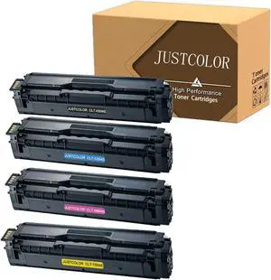 JUSTCOLOR Compatible Toner Cartridge Replacement for Samsung CLT-K504S CLT-504S for Samsung Xpress C1860fw C1810w SL-C1860fw SL-C1810w CLX-4195fw CLP-415nw Printer (Black Cyan Yellow Magenta, 4-Pack)