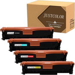 JUSTCOLOR Compatible Toner Cartridge Replacement for HP 304A CC530A CC531A CC532A CC533A use with Color Laserjet CM2320nf CM2320n CM2320fxi CM2320 CP2025x CP2025dn CP2025n Printer (1BK+1C+1Y+1M)4 Pack
