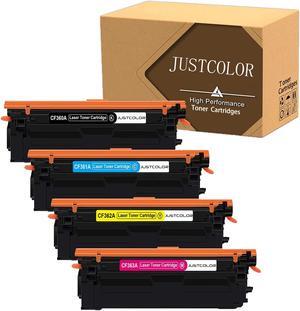 JUSTCOLOR Compatible Toner Cartridge Repalcement for HP 508A CF360A CF361A CF362A CF363A Use with Color Laserjet Enterprise M553dn M553n M553x M577c M577z M577f (Balck Cyan Yellow Magenta) 4 Pack
