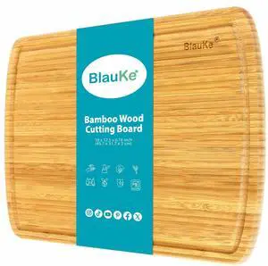 Wood Cutting Board for Kitchen - 18x12" Extra Large Bamboo Cutting Board with Juice Groove - Wooden Chopping Board, Serving Tray, Butcher Block - BlauKe®