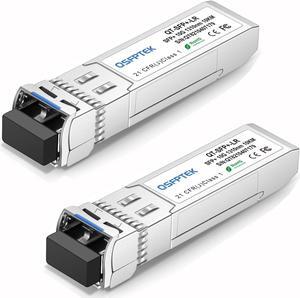 QSFPTEK 10G SFP+ Module LC Single-Mode Transceiver 10GBASE-LR for Cisco SFP-10G-LR, Ubiquiti UF-SM-10G-20, Netgear, Zyxel, Qnap NAS, Mikrotik, D-Link (1310nm, 10km, with DDM)