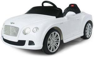 Kids 12 Volt Electric Car R/C Music Lights Car Remote Control Car Licensed Ride On Car Open Trunk White Leather Seat Music Compatible with Bentley