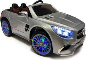 Americas Toys Ride On Toys - Electric 12V Battery Powered Car RC Car - Licensed Ride On Car Open Trunk Leather Seat Music LED Wheels MP4 Screen  Compatible with Mercedes-Benz Red Silver