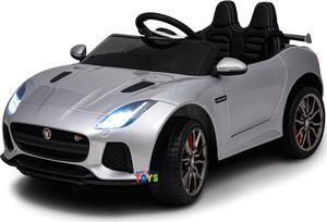 Americas Toys for Kids 12V Electric Car with Remote Control  Ride On Toys with Open Doors, Plastic Wheels, Leather Seat, 5 Point Seat Belt, MP3 Silver Compatible with Jaguar