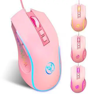 HXSJ X100 Wired Gaming Mouse, Ergonomic Design, 7-color Breathing Light, Adjustable DPI,