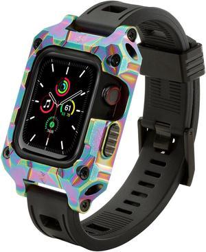 Rowe Tactical - Rowe Shield Apple Watch Case for Series 4/5/6/SE, Size 44mm with ISOFrane Band - CNC Machined Aerospace Aluminum 6061-T651, PVD Chameleon Iridescent