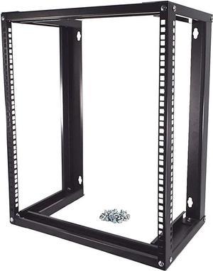 Navepoint 12U Wall Mount Open Frame 19 Server Equipment Rack Threaded 16 inch Depth Black