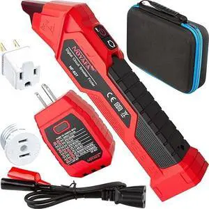 NOYAFA NF-827 Circuit Breaker Finder with 3 Accessories &GFCI Outlet Tester | Quickly Identify 90-120V AC NCV Circuit Breaker Finder Tool Circuit Tracer Tester with Storage Case NOYAFA NF-827 Circuit Breaker Finder with 3 Accessories &GFCI Outlet Tester | Quickly Identify 90-120V AC NCV Circuit Breaker Finder Tool Circuit Tracer Tester with Storage Case