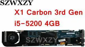 00HT351 For X1 Carbon 3rd Gen Laptop Motherboard i5-5200U CPU 4G RAM Free heatsink