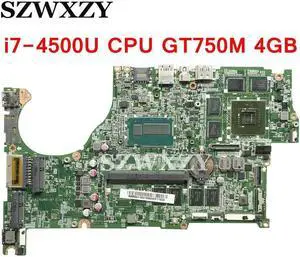 NBMB611001 For V5-573G Laptop Motherboard DAZRQMB18F0 With SR16Z i7-4500U CPU 4GB RAM GT750M 4GB GPU
