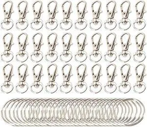 60 Pieces Key Ring Clip Hooks Twist Locks Lanyard Snap Hooks With Split Key Rings