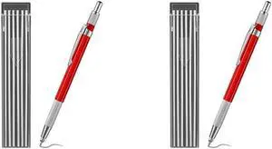 2X Welders Pencil With 24PCS Silver Streak Refills, Metal Marker Mechanical Welding Pencil Pipefitters, Fabrication, Red