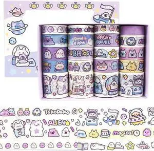 Cute Washi Tape Set - 20 Rolls, Kawaii Animals Aesthetic Decorative Masking Tape Sets For Scrapbook, DIY Crafts Gift Easy To Use