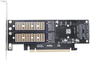 PCIE X16 to M.2 M Key NVME SSD+M.2 B Key SATA SSD+MSATA SSD Adapter Card 3 in 1 Desktop Computer Riser Card