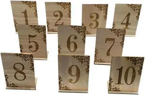 10Pcs 1-10 Numbers Wood Signs Wedding Table Number Wooden Table Numbers Birthday Party Engagement Seat Numbers Sign Gift