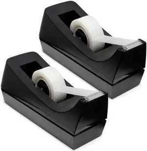 Desktop Tape Dispenser - Non-Skid Base - Weighted Tape Roll Dispenser - For Office Home School 2 Pack Easy To Use