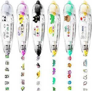 6Pcs DIY Lace Correction Decoration Tape Pen Cute Erasers Magic Pens Press Type Decorative Pen Diary Decor Tape Pens