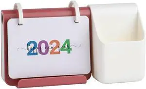 1 PCS 2024 Desk Calendar Pen Holder 2024 Calendar Block Monthly Date Display For Office Decor
