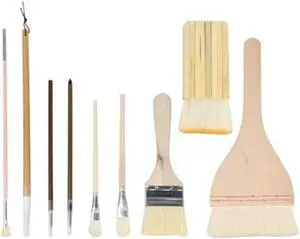 Pottery Glaze Brushes Ceramic Brushes 9 Different Shapes As Shown Wooden Art Brush Set Oil Painting Canvas