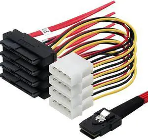 Internal Mini SAS 36-Pin SFF-8087 To 4 SAS 29-Pin SFF-8482 Cable With 4Pin Power Connector Core Wire For SAS Hard Drive